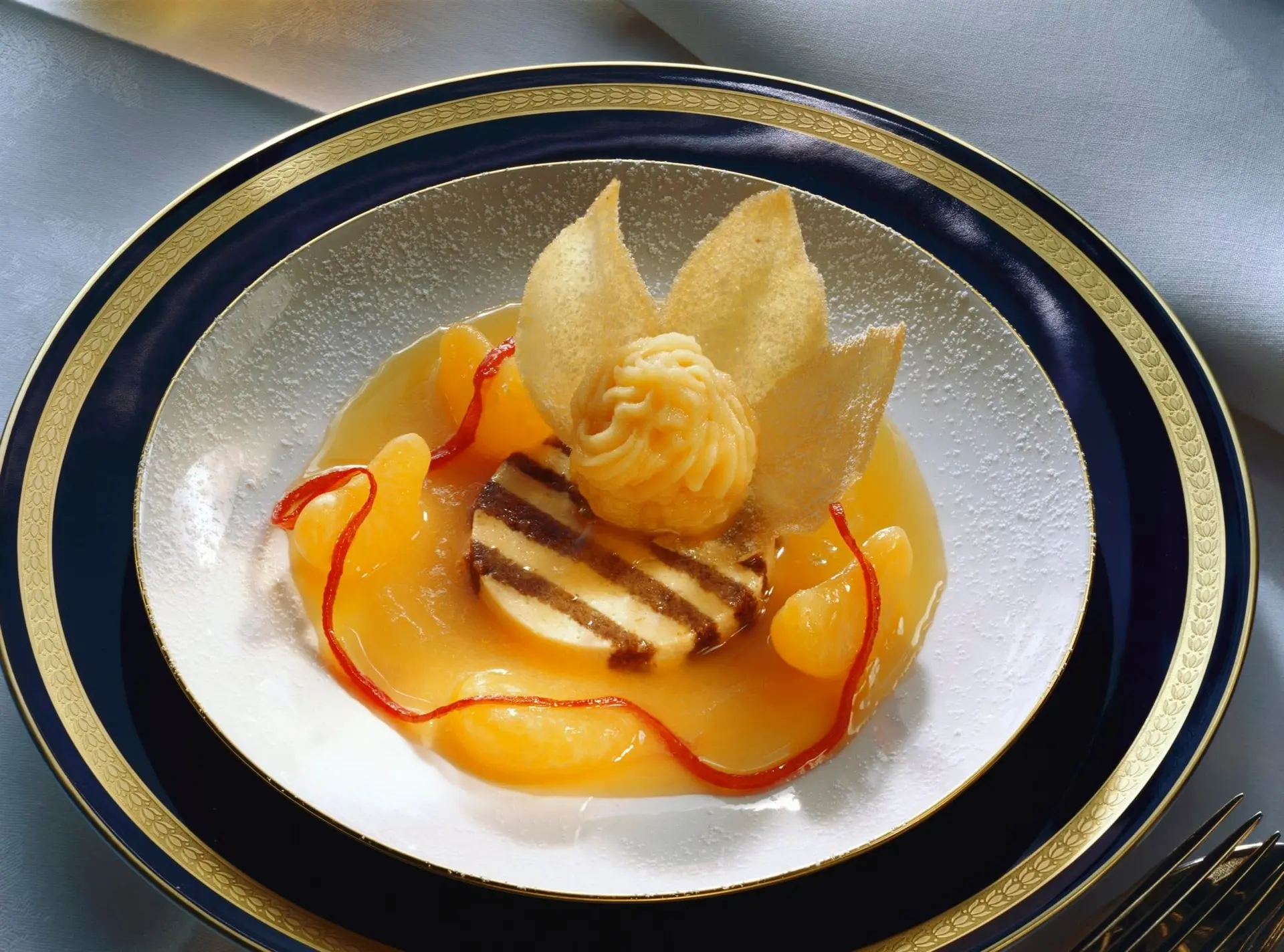 Sorbet à la mandarine avec mousse à la mandarine