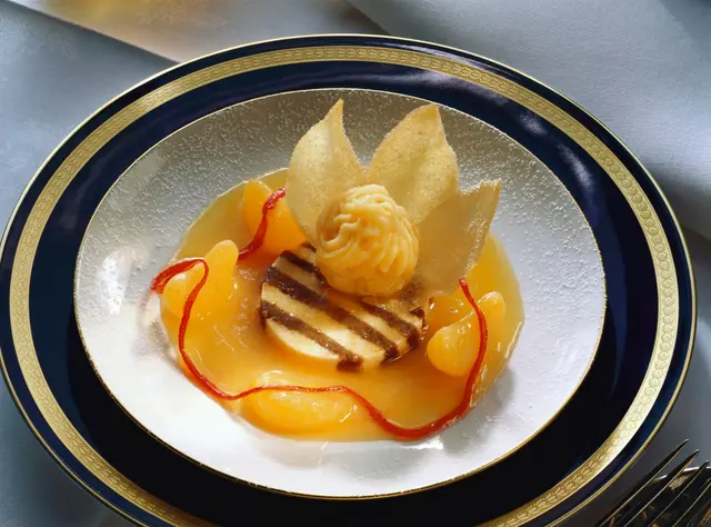 Sorbet à la mandarine avec mousse à la mandarine