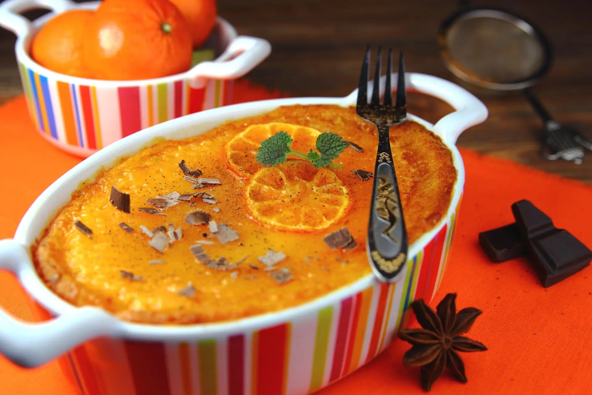 Gratin de fromage blanc à la mandarine et copeaux de chocolat