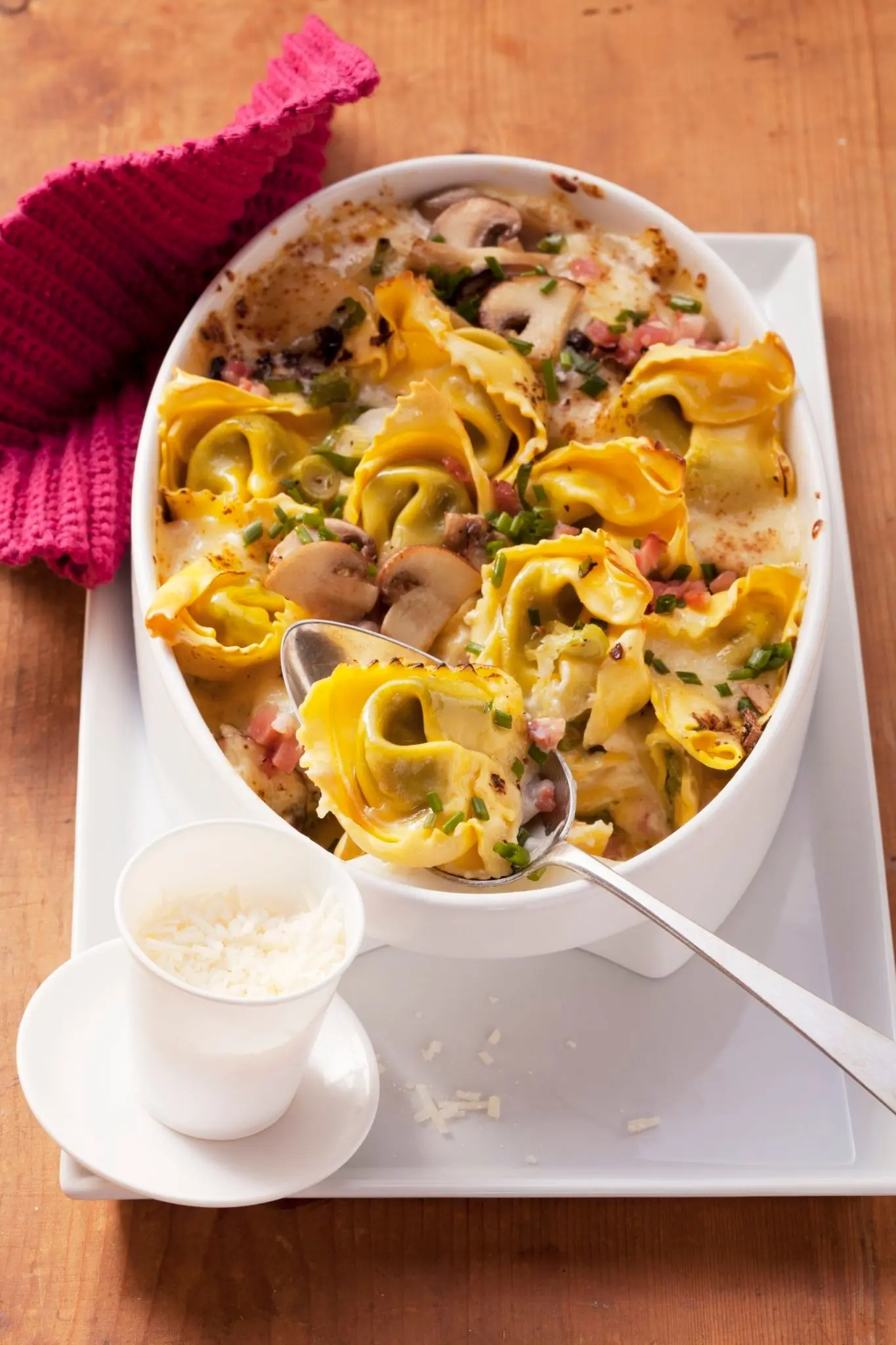 Gratin de tortellini aux champignons