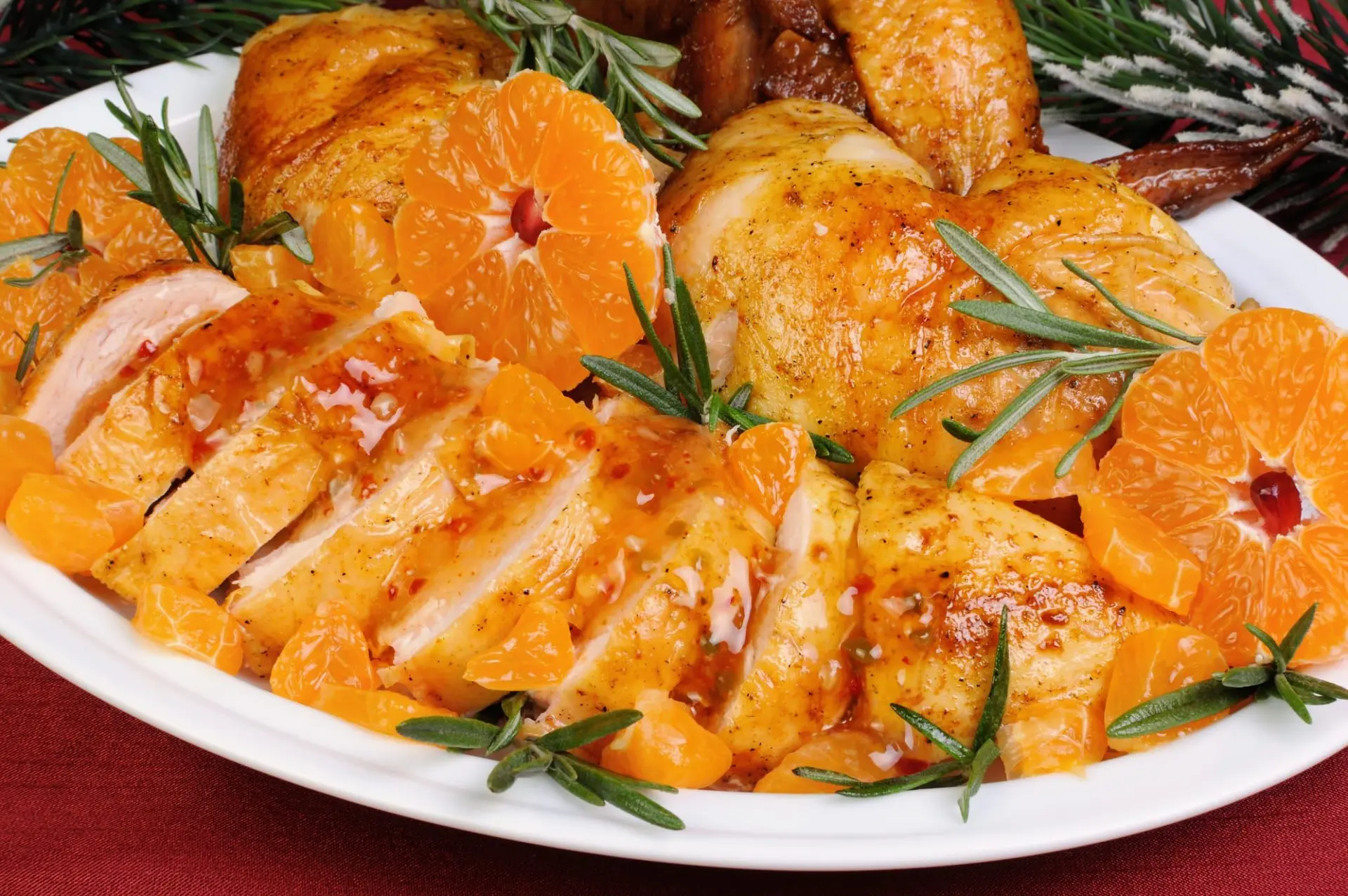 Poulet rôti à la mandarine et au romarin