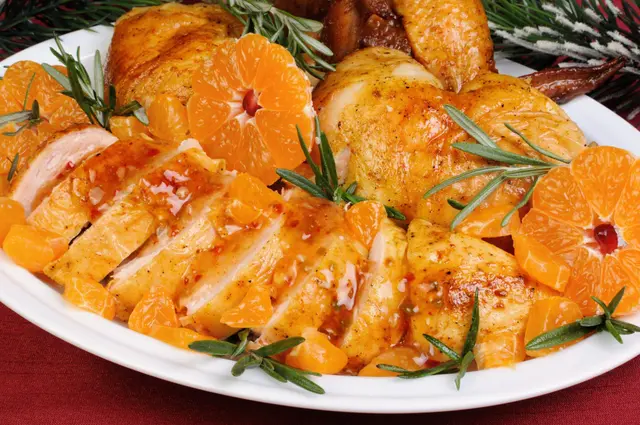 Poulet rôti à la mandarine et au romarin