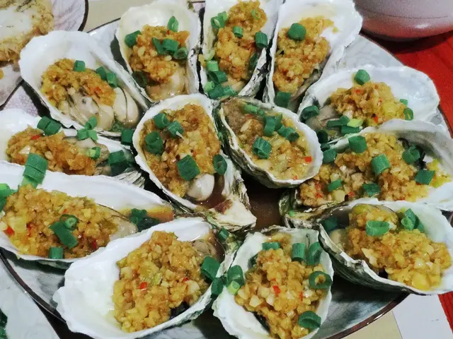 Huîtres vapeur avec ail et oignons verts
