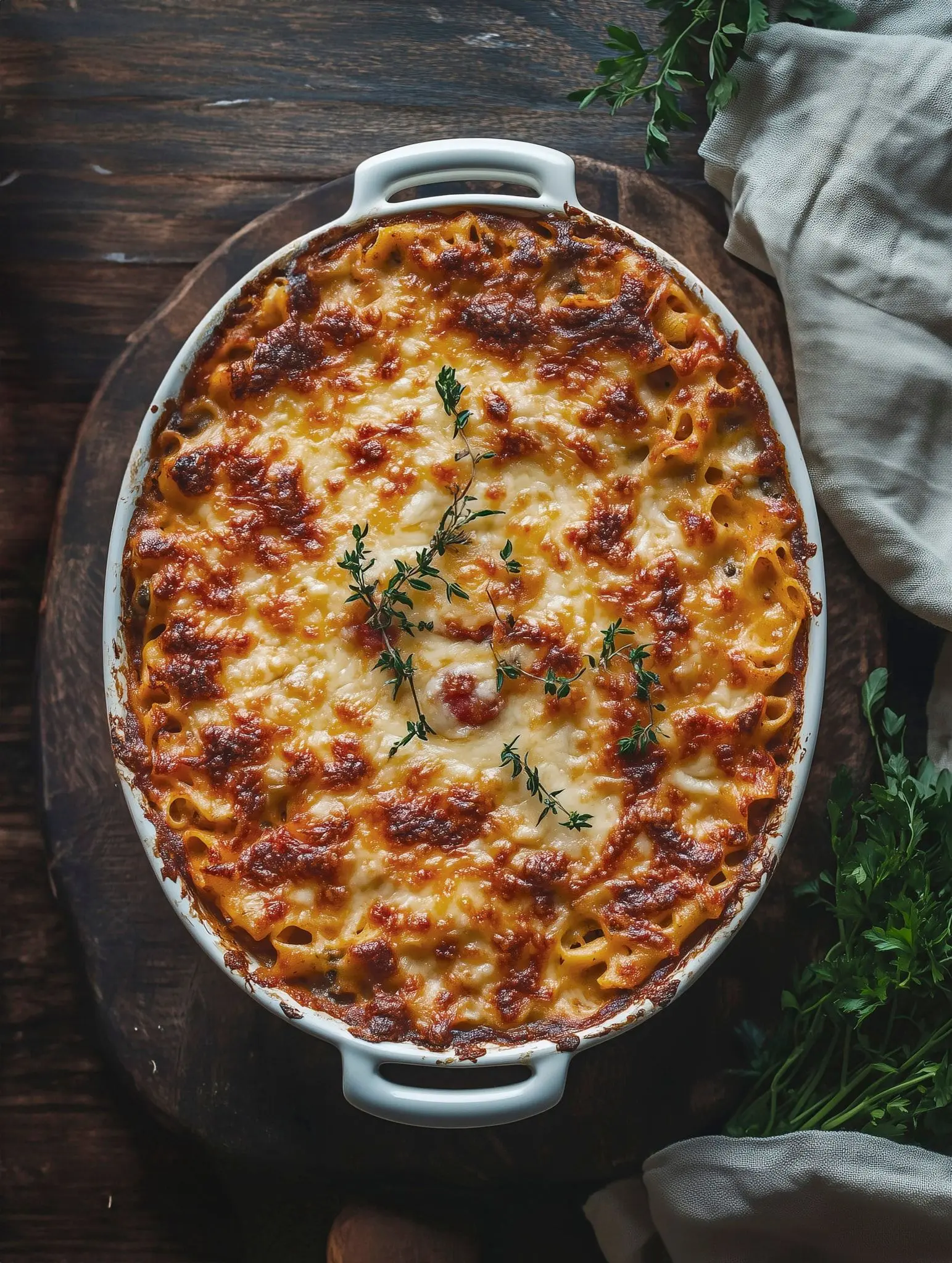 Gratin de macaronis au chorizo et fromage gratiné