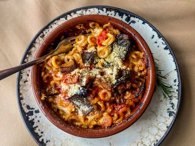 Pâtes anelletti aux légumes au four