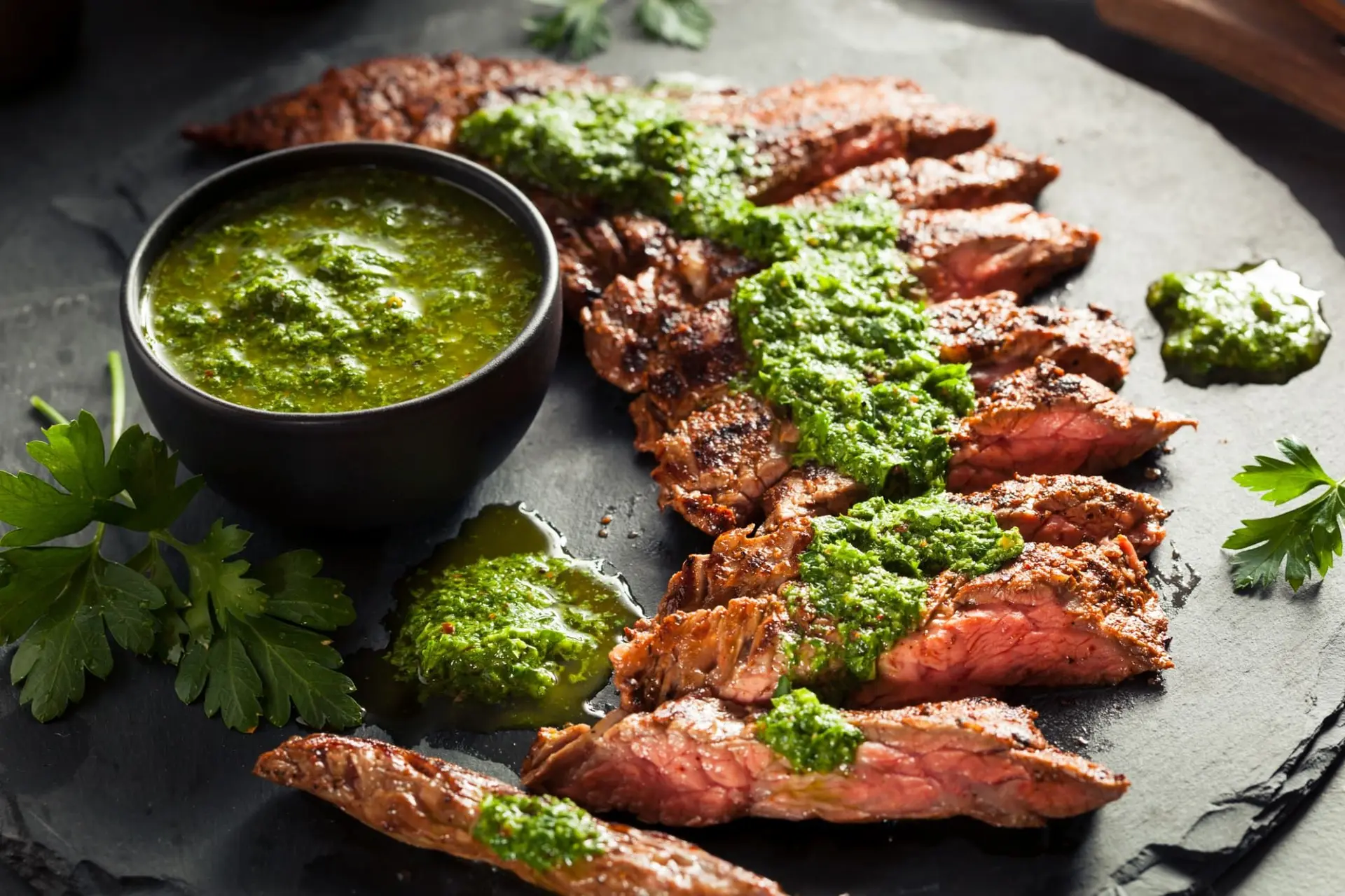 Steak de jupe cuit maison avec Chimichurri