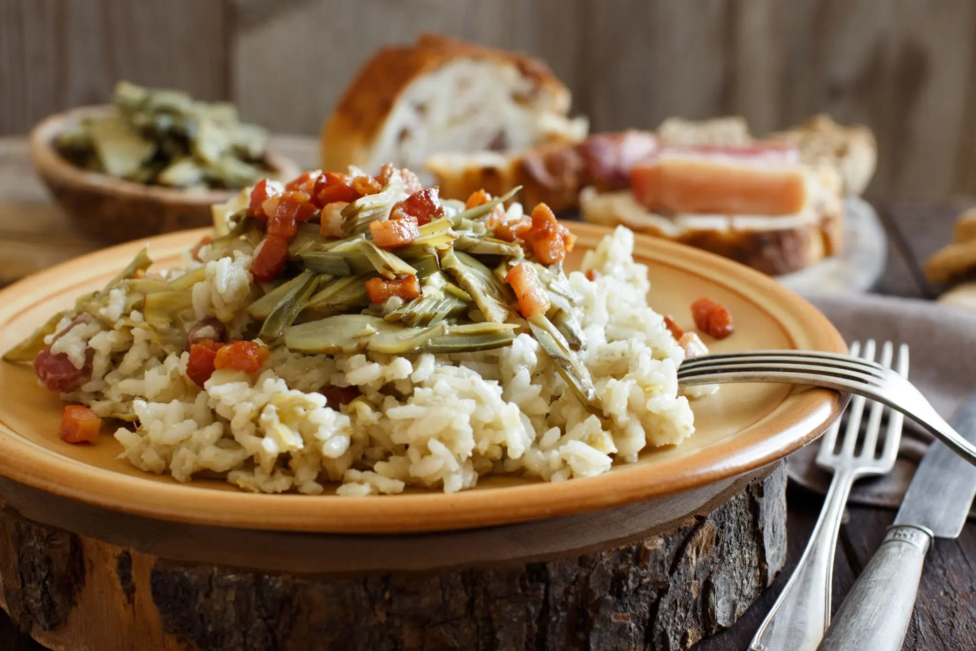 Risotto aux artichauts et lardons