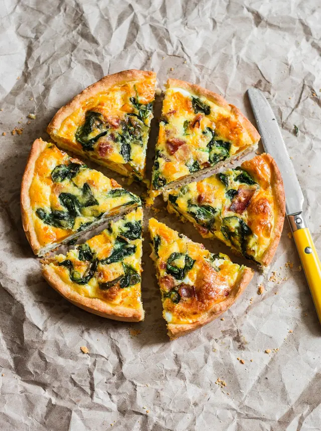 Tarte à la courge musquée, aux épinards et fromage