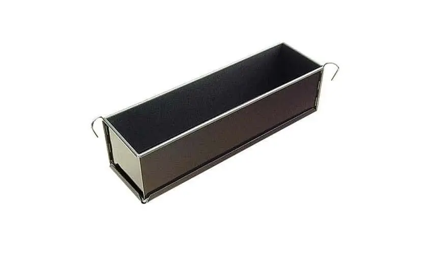 Test du moule GOBEL Pâté long uni antiadhérent, à charnière, au fond démontable – 350x80x80 mm