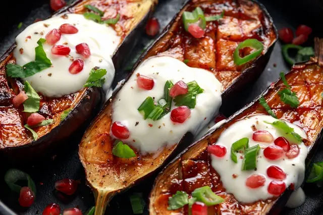 Aubergines grillées sauce yogourt