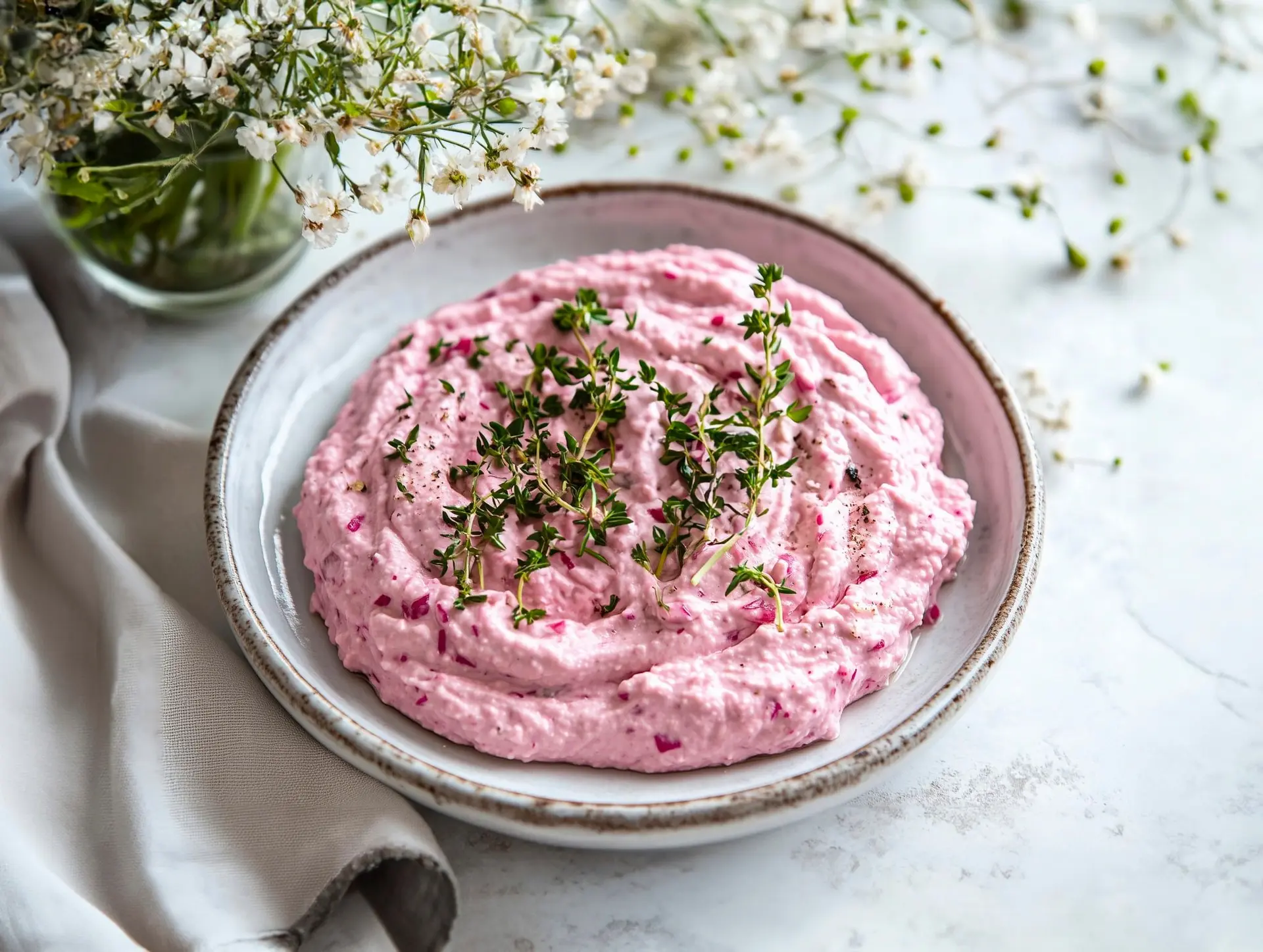 Crème de radis roses au fromage frais