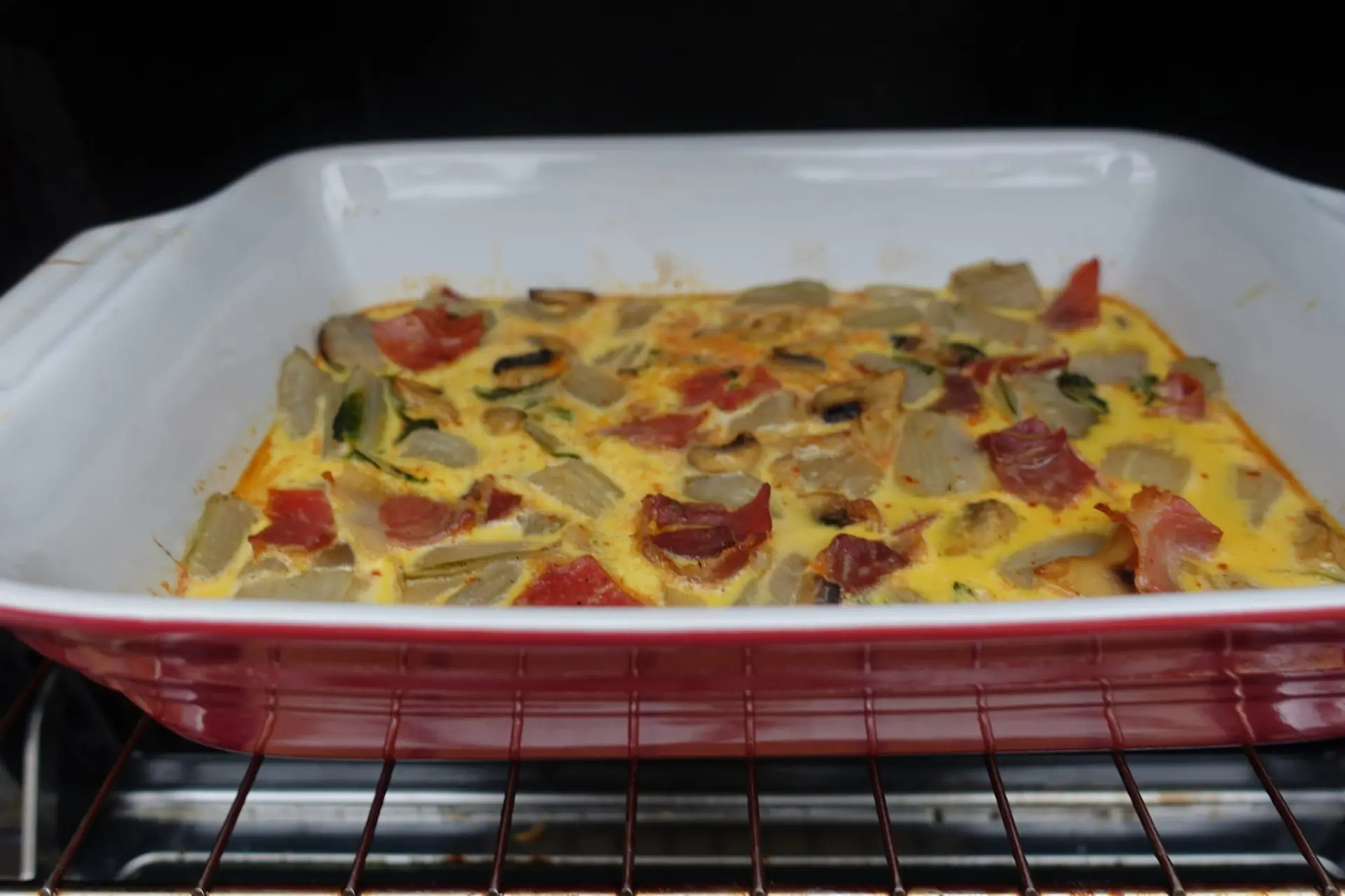 Flan de cardes avec jambon cru et champignons