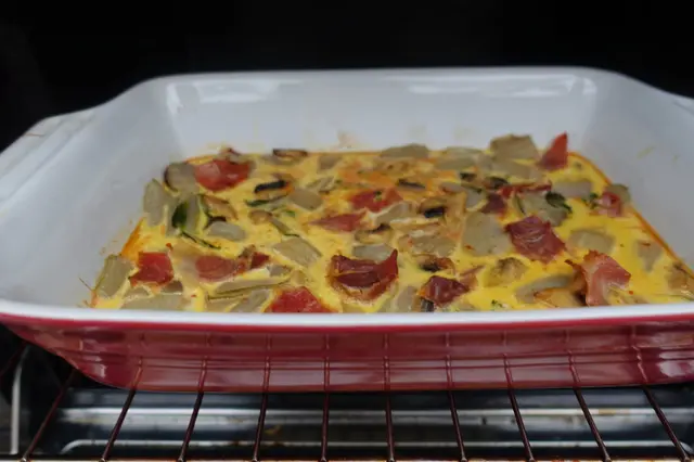 Flan de cardes avec jambon cru et champignons