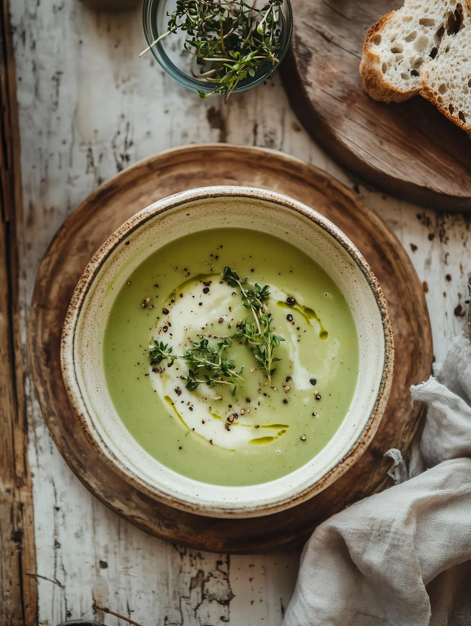 Velouté de cresson à la crème d'ail
